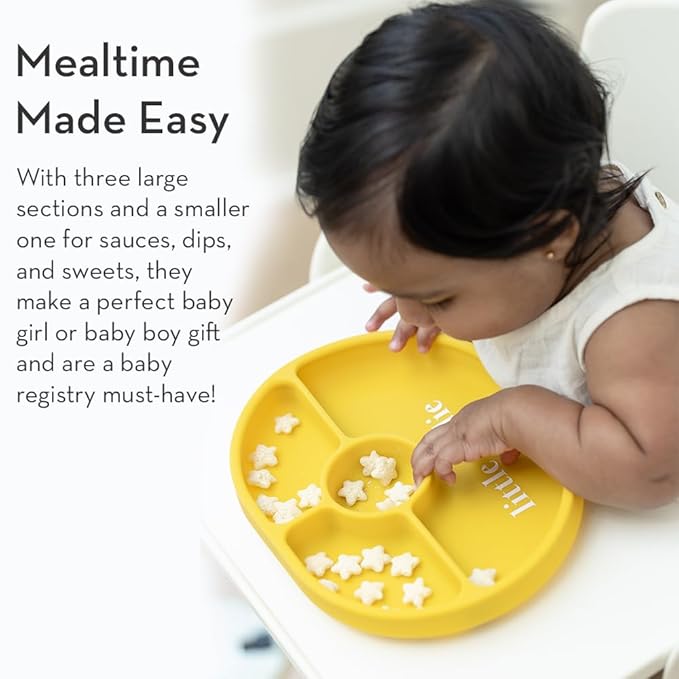 Bella Tunno Suction Plate for Babies & Toddlers, Self-Feeding Dish for Baby Led Weaning, Silicone Divided Plate, Sticks to Highchair Trays & Tables, Microwave & Dishwasher Safe, Miss Mess