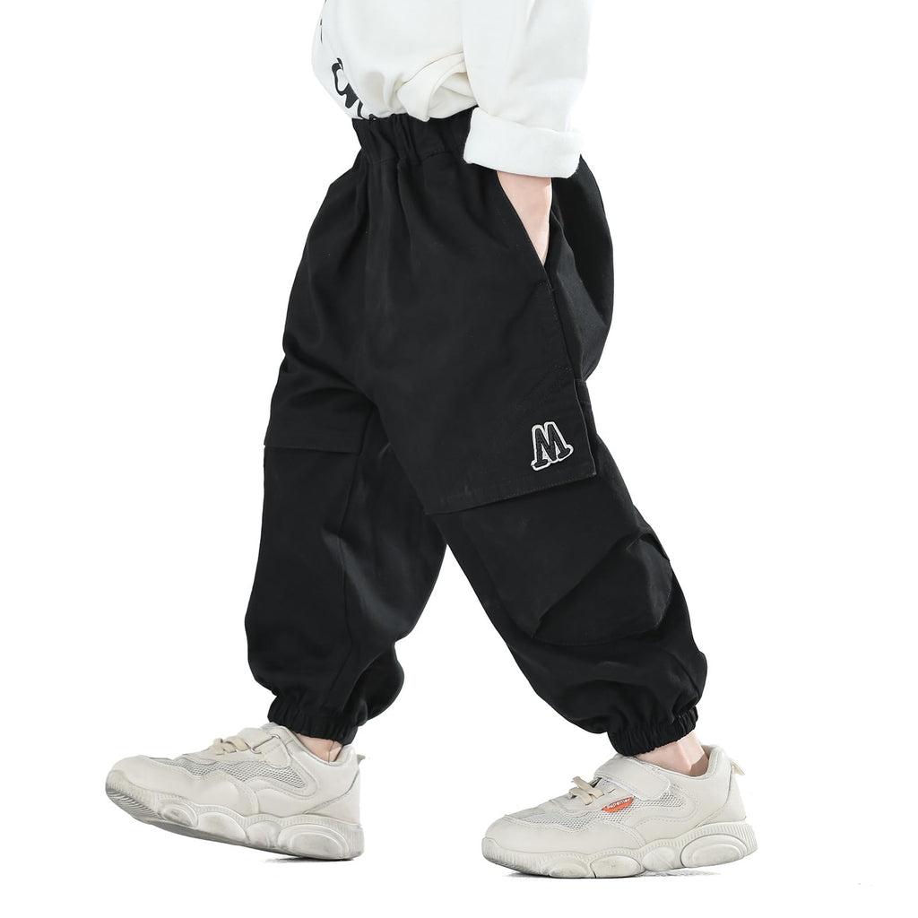 MINI PANDA Toddler Pants Boys& Girls, Relaxed Stretch Twill Toddler Casual Pants Black