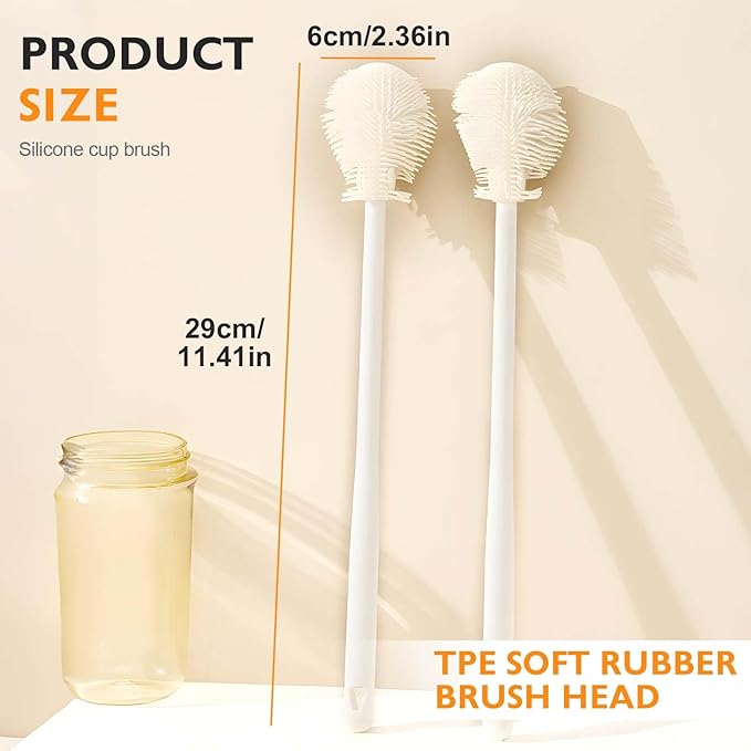 360° Flexible Silicone Bottle Brush with Long Handle,2025 New Multifunction Cleaning Foldable Cleaning Tool,Soft Bristle Silicone Cup Brush for Narrow Neck Bottles,Water Bottles (Blue B/1pcs)