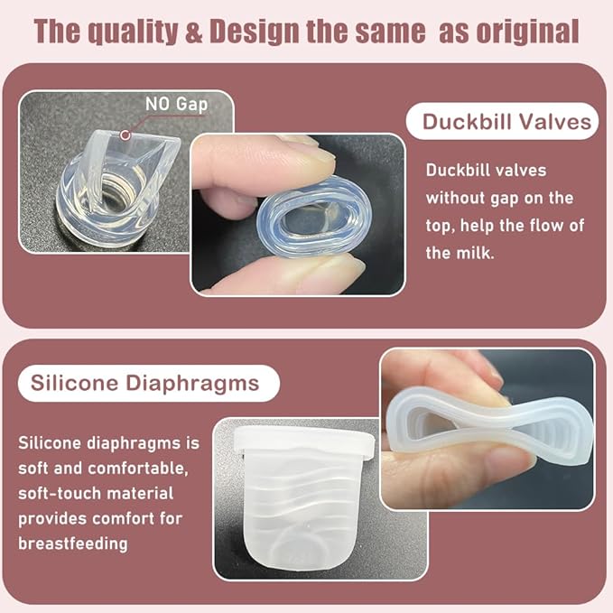 6pcs Duckbill Valves and 4pcs Silicone Diaphragms Compatible with eufy E10/S1/S1 Pro, Lansinoh Discreet Duo/NCVI S32/Nuliie S32/NICEGREEN Life S32/Zooawa S32 Breast Pump Replacement Parts,12 Packs