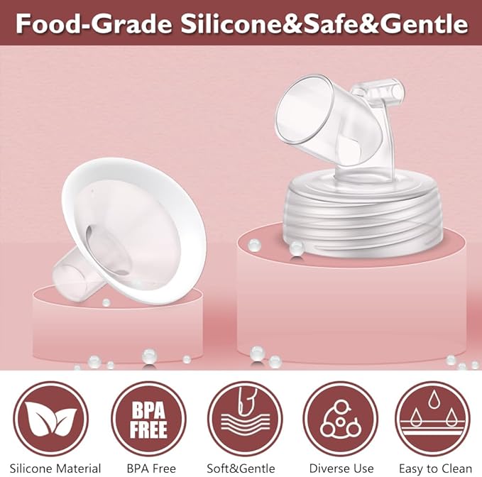 2 Packs 26mm Flange Set, Updated Soft Rim Shield and Wide Mouth Base Connector Pump Parts for Spectra S2 Spectra S1 9 Plus Breastpumps Accessories, 106 Degree Wider Opening Angel