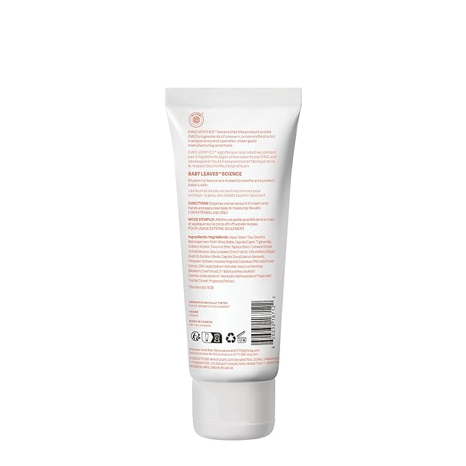 ATTITUDE Body Cream for Baby, EWG Verified, Made with Naturally Derived Ingredients, Vegan, Pear Nectar, 6.7 Fl Oz (Pack of 6)