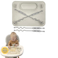 Busy Baby Silicone Mat NEW Suction Cups for Self Feeding with 4 Straps(Tan)