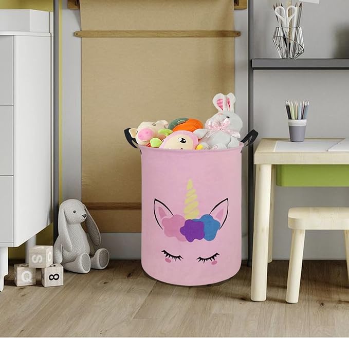 Round Laundry Hamper Storage Basket Laundry Organizer Hamper Storage Bins Clothes and Toys Box Nursery Hamper Gift Basket For Kids with Handles