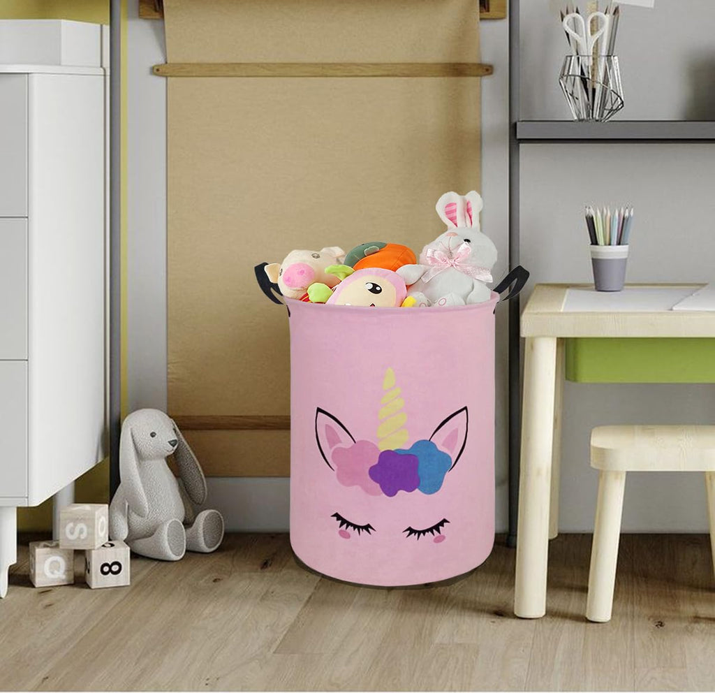 DUYIY Kids Laundry Hamper Storage Basket Laundry Organizer Hamper Storage Bins Clothes Box Nursery Hamper Gift Basket with Handles (Unicorn)