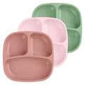 Re-Play Divided Toddler Plates Set of 3 - Deep-Walled 3 Compartment Kids Plates for Picky Eaters - Dishwasher & Microwave Safe - BPA-Free - Made in USA, Desert Roses