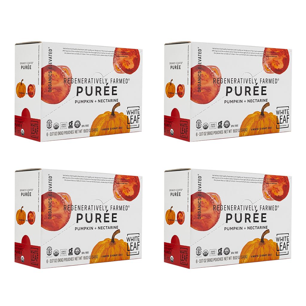White Leaf Baby Food Pouches, Toddler Snack, Mango + Carrot + Banana + Pear