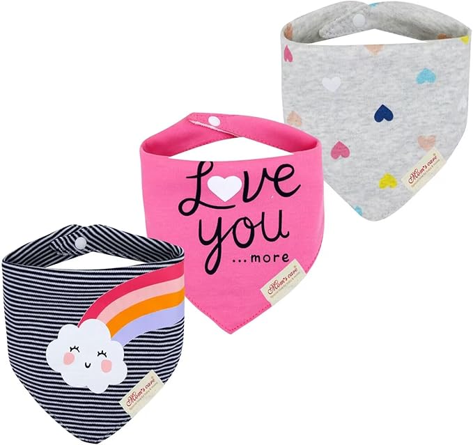 JN&LULU 3 Pack Newborn Baby Bibs Bandana Drool Bibs for Drooling Cotton Baby Gifts (Moon Star)