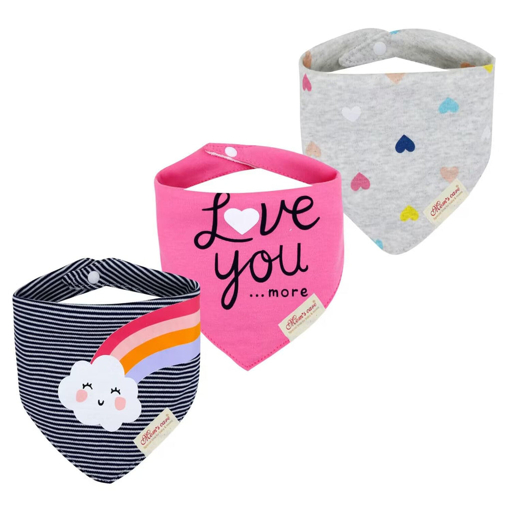 JN&LULU 3 Pack Newborn Baby Bibs Bandana Drool Bibs for Drooling Cotton Baby Gifts (Pink Rabbit)
