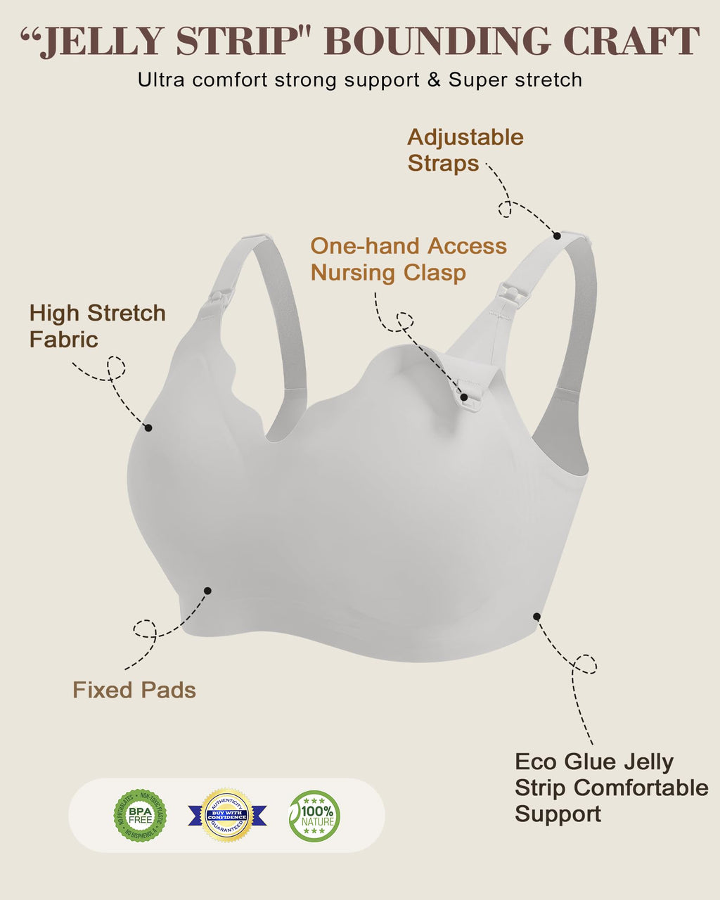 As Fairy Pumping Bra Hands Free Nursing Bras for Breastfeeding Maternity Bras for Pregnancy Breast Feeding (Grey M Plus)