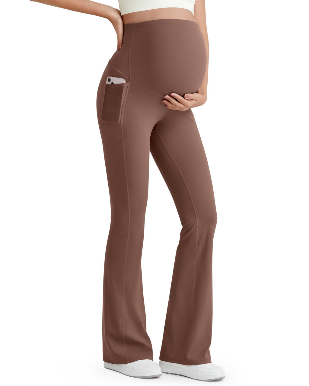 G4Free Pregnancy Pants Maternity Dress Pants,Coffee Brown,S,Regular