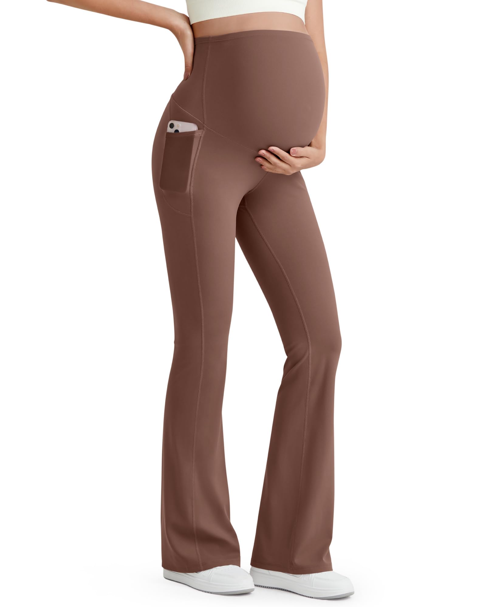 G4Free Pregnancy Pants Maternity Dress Pants,Coffee Brown,S,Regular