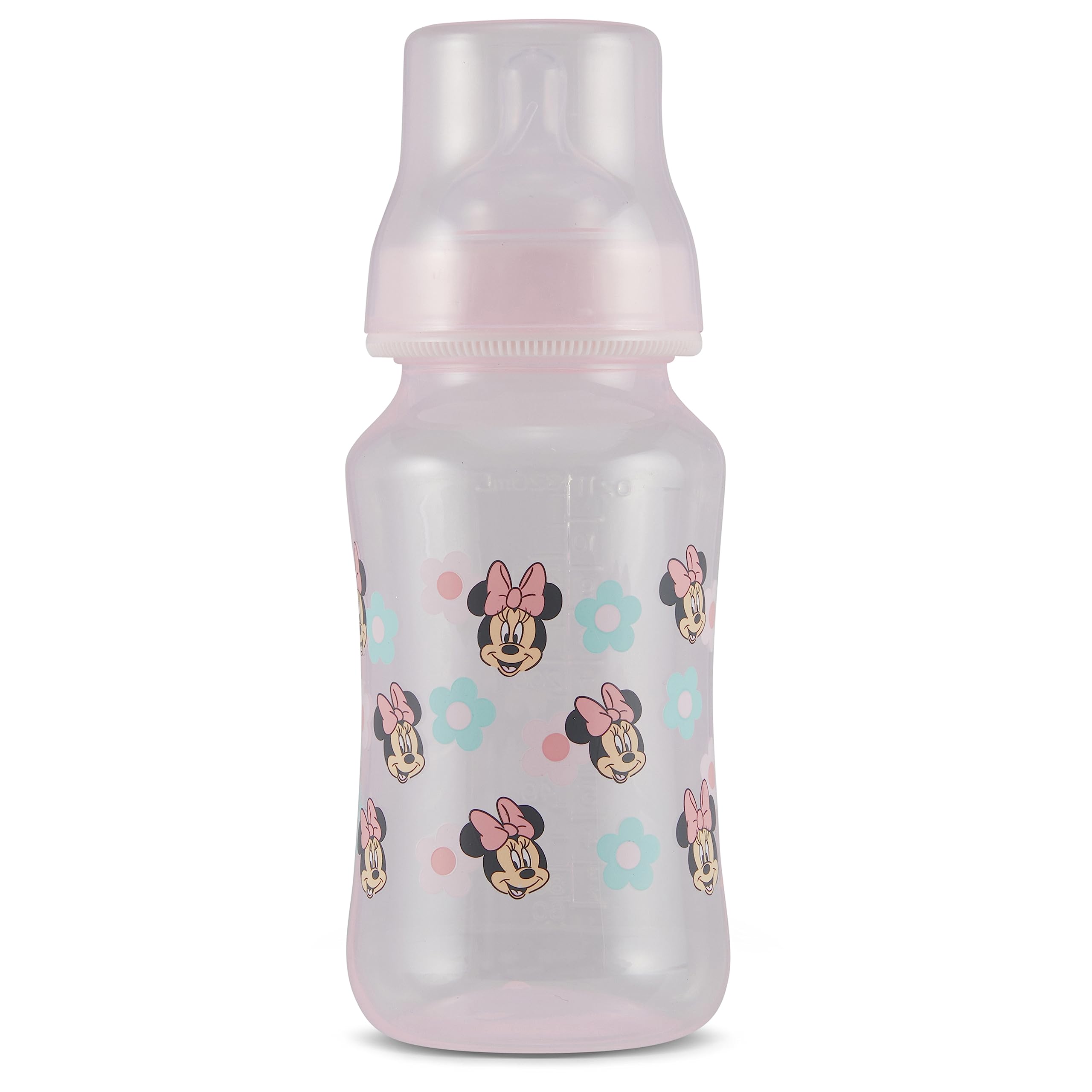 Disney Minnie Mouse Baby Bottles 11 oz for Boys or Girls | 2 Pack of Infant Hourglass Shaped Bottles with Cover for Newborns and All Babies | BPA-Free Plastic Baby Bottle for Baby Shower