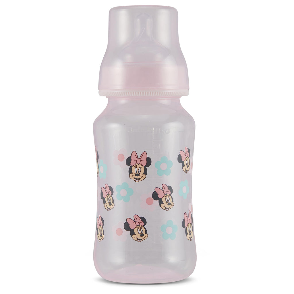 Disney Minnie Mouse Baby Bottles 11 oz for Boys or Girls | 2 Pack of Infant Hourglass Shaped Bottles with Cover for Newborns and All Babies | BPA-Free Plastic Baby Bottle for Baby Shower