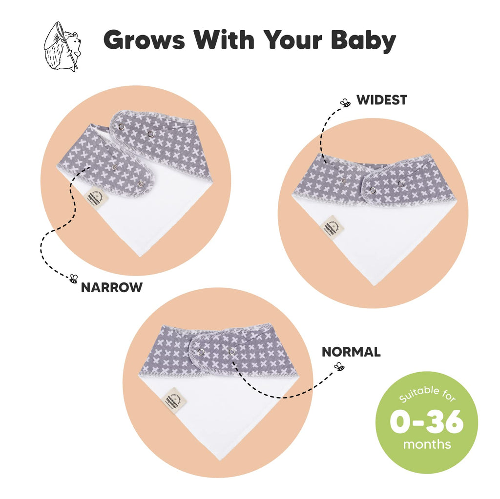 KeaBabies 10pk Organic Baby Bandana Bibs for Drooling and Teething (MONOS)