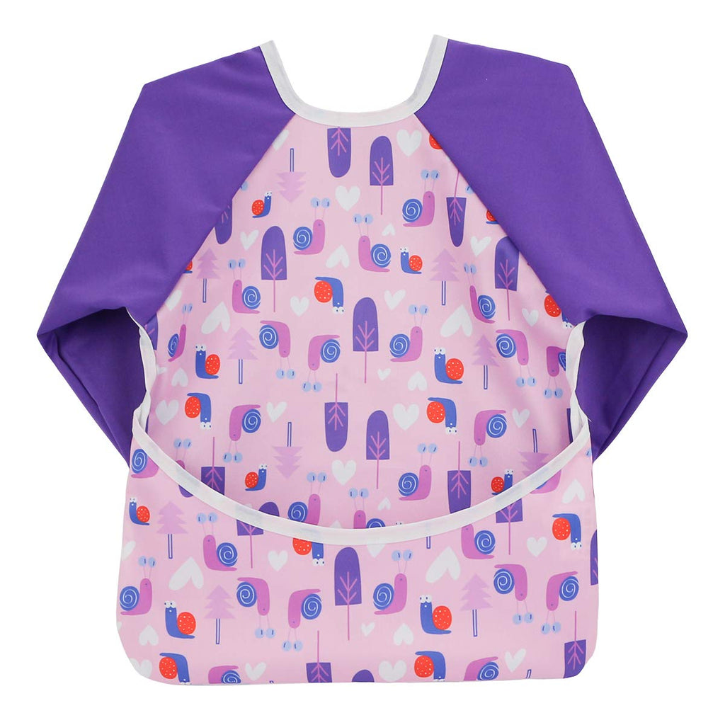 Hi Sprout Infant Toddler Baby Waterproof Sleeved Bib, Bib with Sleeves&Pocket, 6-24 Months (Snails)