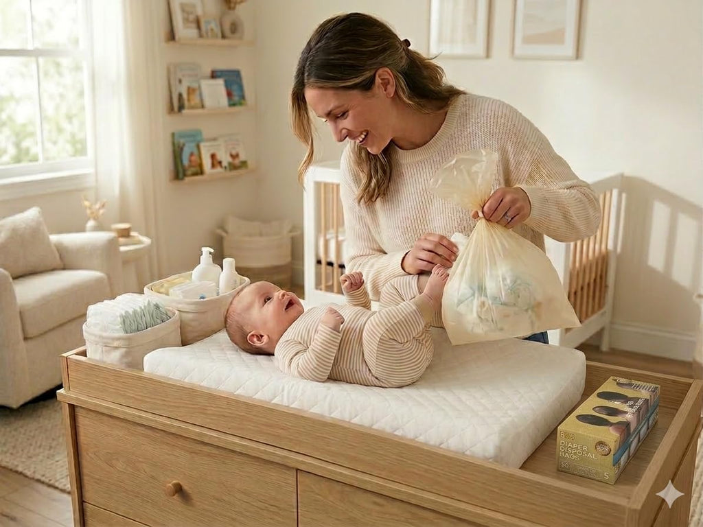 BOS, Odor-Locking Diaper Disposal Bags, Made in Japan, Unscented Smell Blocking Technology [Medium, 90 count]