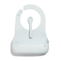 Avanchy Silicone Baby Bib, Waterproof Food Catcher, Spoon Set, White