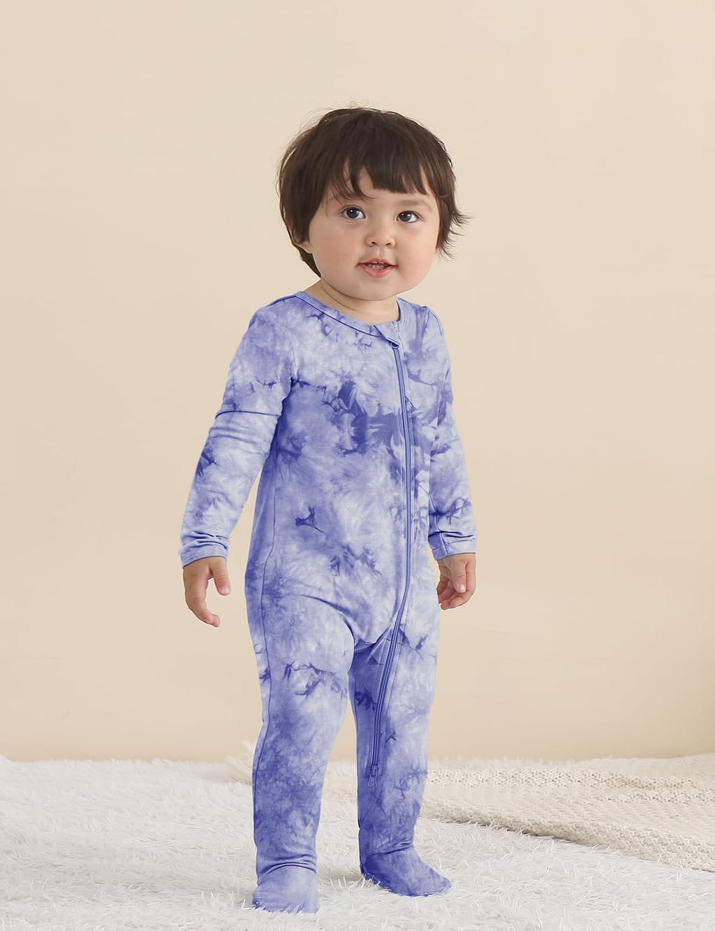 Jimonda Baby Girls Boys Bamboo Rayon Pajamas,Footed Pjs(Purple,9-12 M)