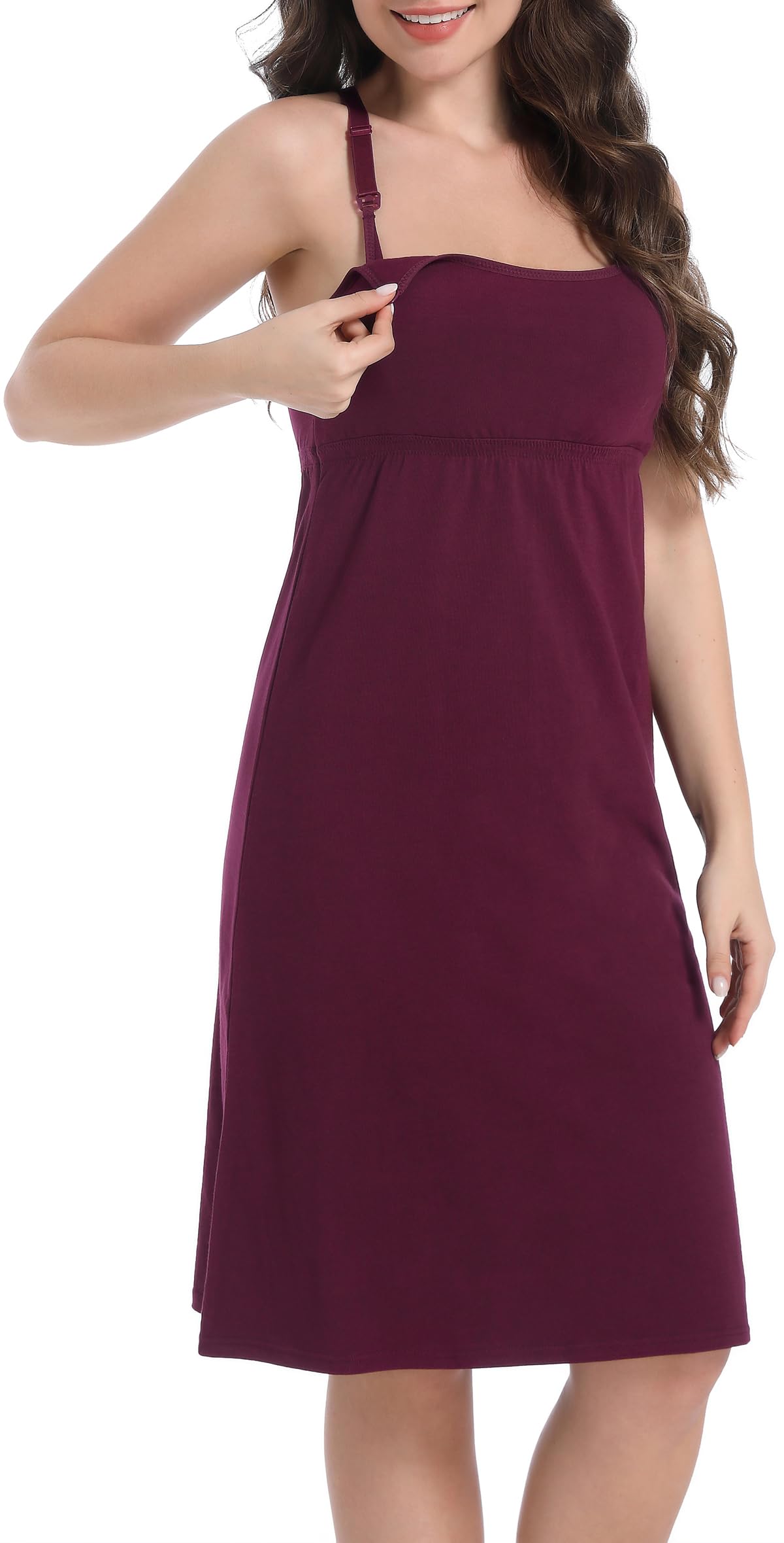 SUIEK 3-Pack Maternity Nursing Nightgown Breastfeeding Tank Tops Pregnancy Sleepwear (Medium)