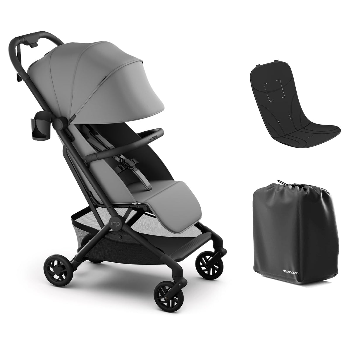 Mompush Velo Compact Travel Stroller One-Hand Fold, Carry-on Approved