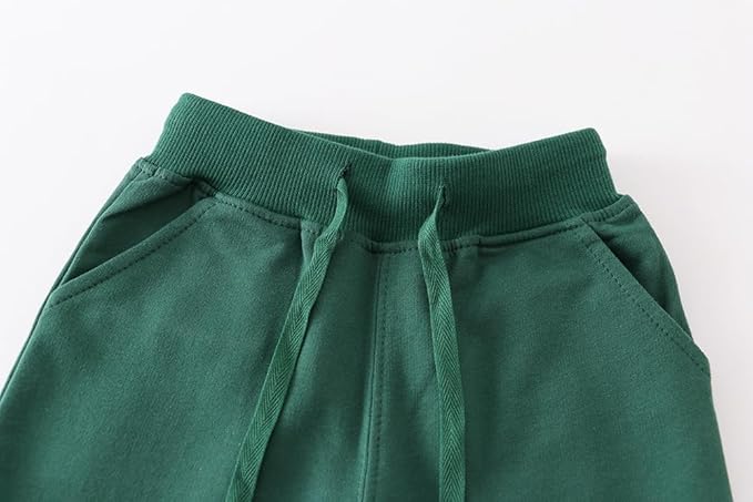 HUAER& Baby Boy's Jogger Pants Dinosaur Car Animal Print Drawstring Elastic Sweatpants 2-Pack