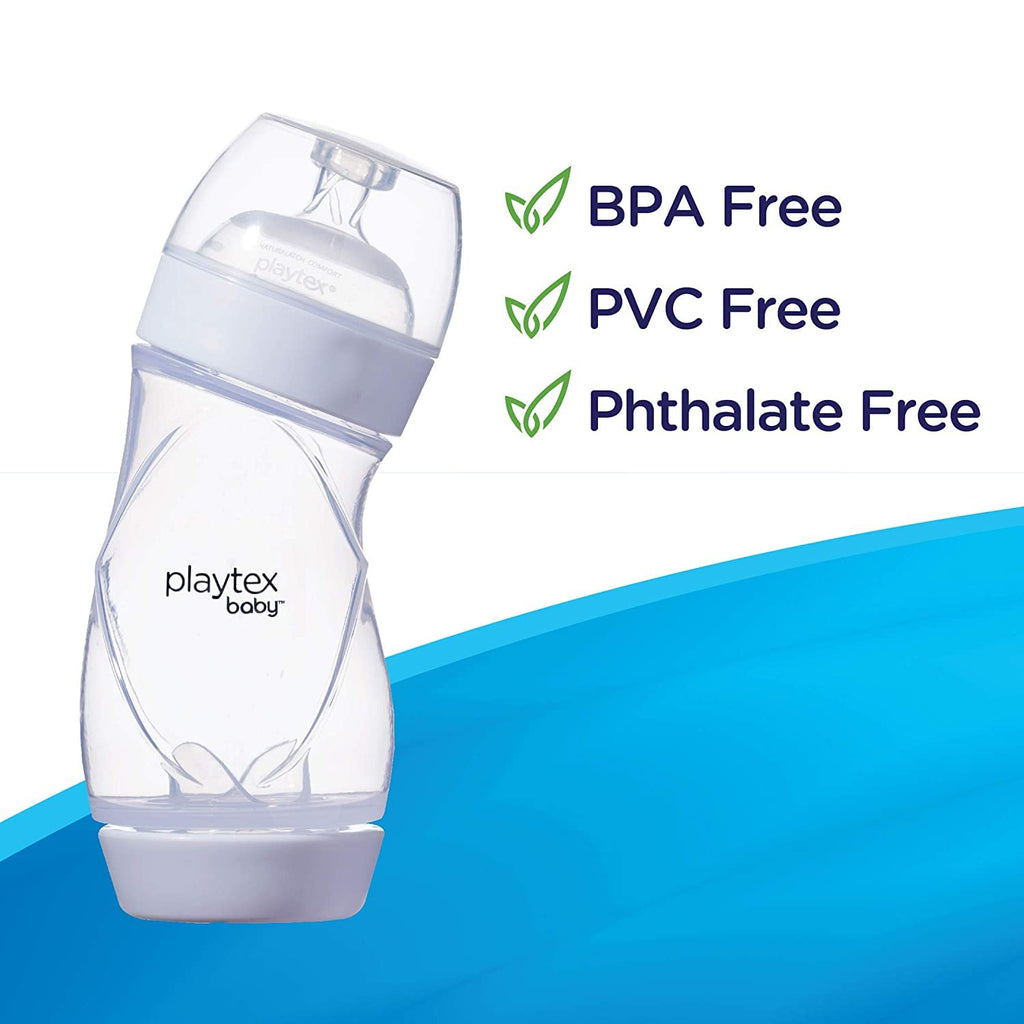 Playtex Baby VentAire Complete Tummy Comfort Baby Bottle, 9 Oz (3 Count), Anti-Colic & Anti-Reflux Bottles for Newborn and Breastfeeding Babies, Feeding Essentials