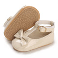 COSANKIM Baby Girls Mary Jane Flats Shoes Anti-Slip Rubber Sole Infant Toddler Princess Wedding Dress Shoes(01 Beige, 3-6 Months Infant)