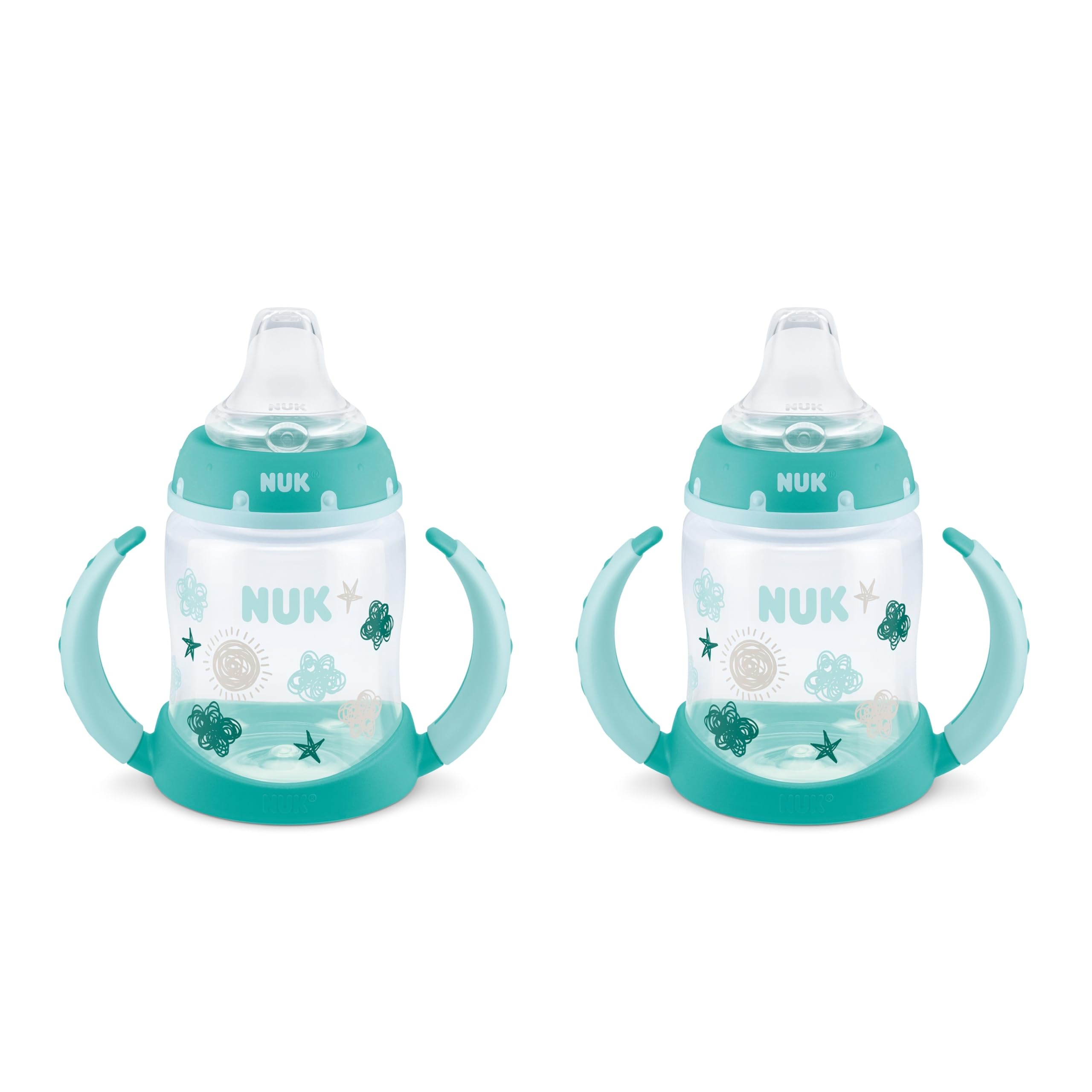 NUK Learner Cup, 5 Oz, 2-Pack, Clouds & Stars – BPA Free, Spill Proof Sippy Cup