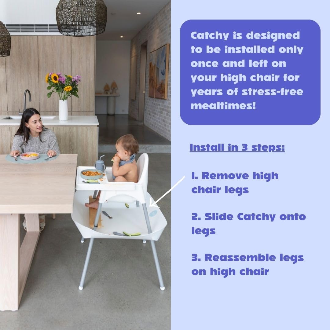 CATCHY - Food Catcher - Compatible with IKEA Antilop High Chair + 11 Other High Chairs - Highchair Sold Separately - Baby & Toddler Food & Mess Catcher - Under High Chair Accessory