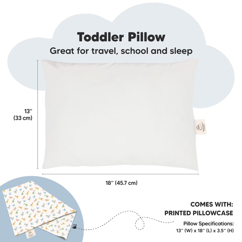 Toddler Pillow with Pillowcase, 13x18 My Little Dreamy Pillow (Roarsome)