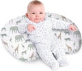 Little Grape Land Nursing Pillow, Soft 100% Cotton Breastfeeding Pillow with Breathable Muslin Removable Cover, Breast Feeding Pillows for Babies 0-12 Months with Protective Zipper, Safari