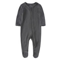 O2 BABY Baby Boys Girls Organic Cotton Zip Front Sleeper Pajamas, Footed Sleep 'n Play（Newborn, Gray）
