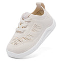 MORENDL Toddler Sneakers Baby Non-Slip Lightweight Breathable Barefoot Shoes Infant Tennis Walking Shoes Khaki Mesh 15-18 Months