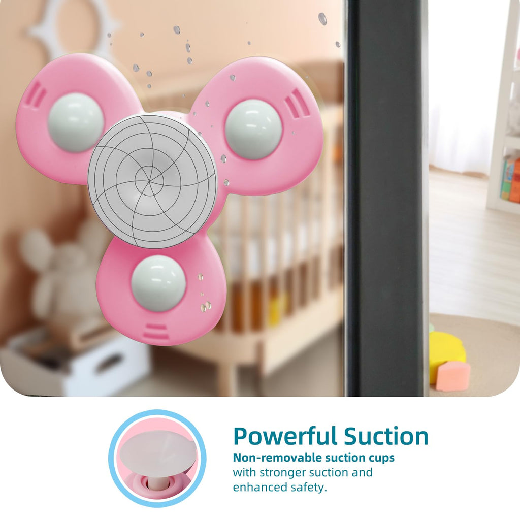 LiKee Strong Suction Cup Fidget Rotating Sensory Bath Toys for Baby Christmas Stocking Stuffers, Airplane Car Travel Table & Window Toys for Toddler Boys and Girls, 10+ Months