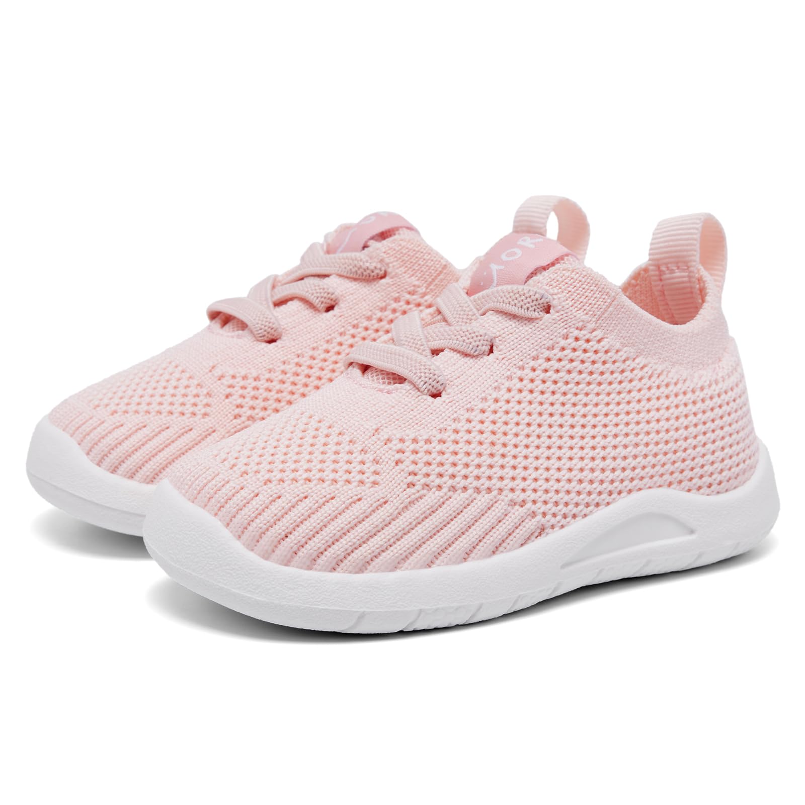 MORENDL Toddler Shoes Baby Walking Sock Shoes Infant Sneakers Boy Girl Barefoot Tennis Shoe Non-Slip Brethable Light Orange Size 9