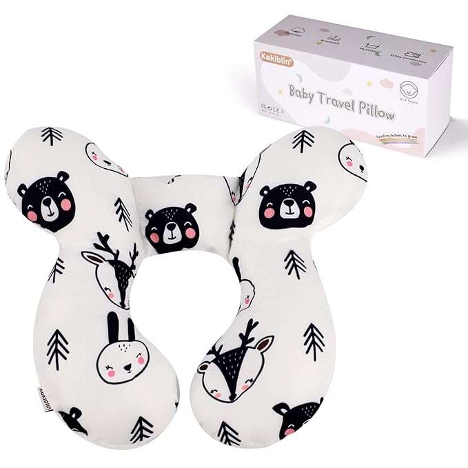 KAKIBLIN Baby Neck Pillow, Upgraded Baby Support Pillow,Babies Head Pillow,Neck Support Pillow for for Car Seat,Pushchair,Travel (Bear)