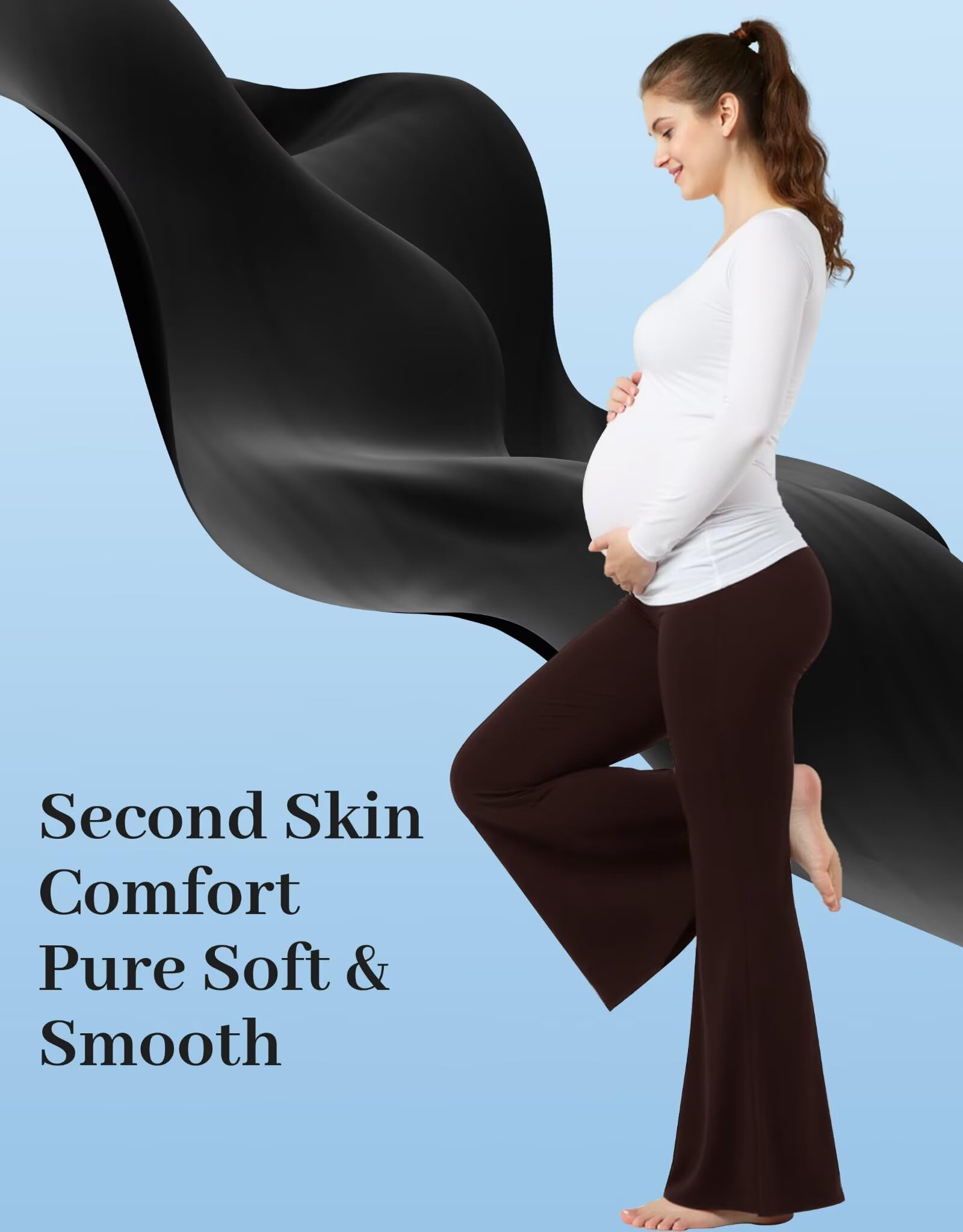 Fotociti Maternity Flare Leggings with Pockets, Women Pregnancy Yoga Pants