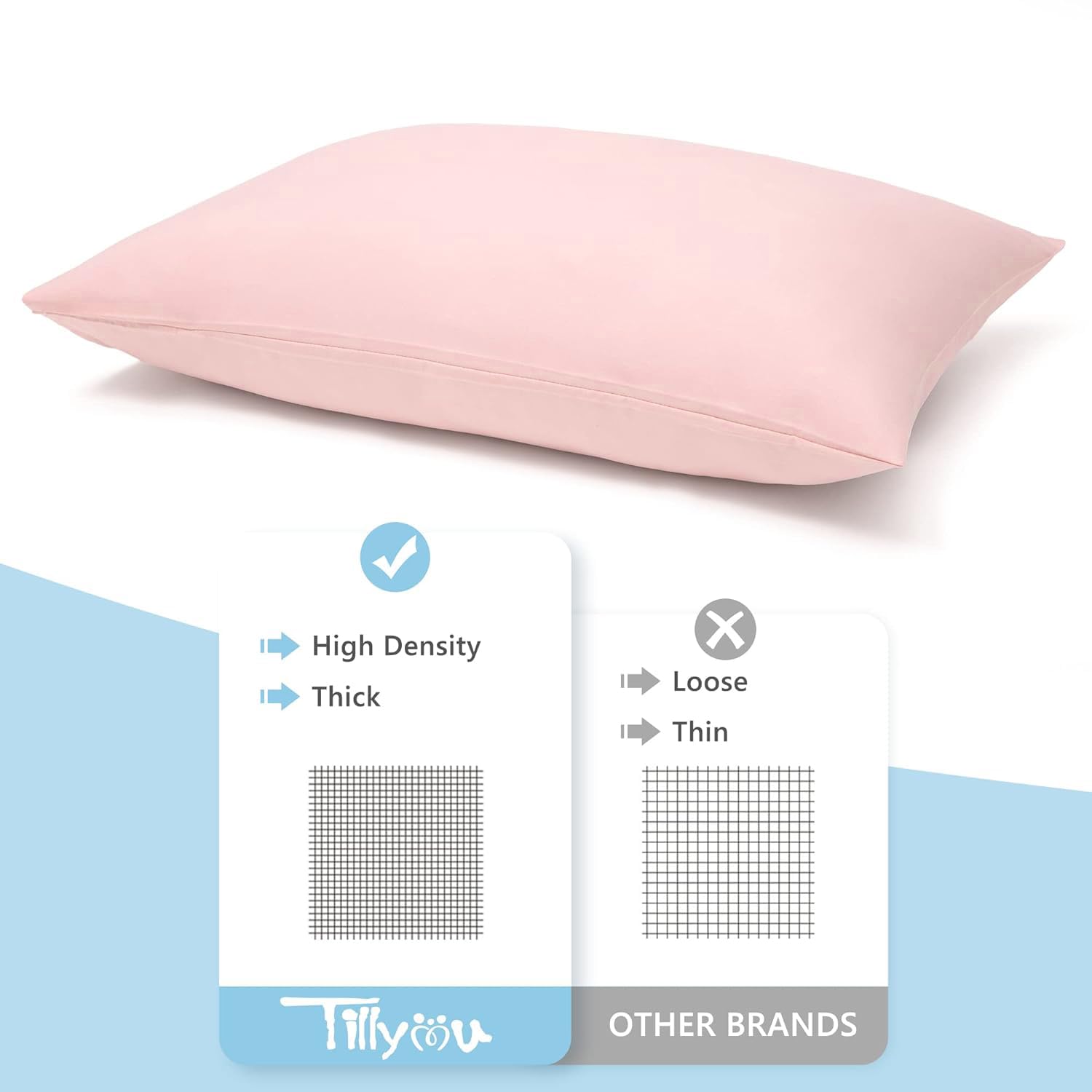 TILLYOU Toddler Pillowcase 2 Pack with Envelope Closure,13" x 18" Silky Soft Microfiber Travel Kids Pillowcase for Boys and Girls, Pink