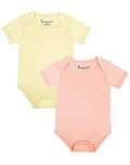 Jimonda Baby Bamboo Viscose Bodysuit Boy/Girl 2Pcs Rompers,Blush&Lemon 9M