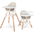 6 in 1 Baby High Chair, Convertible Wooden High Chairs, Beige