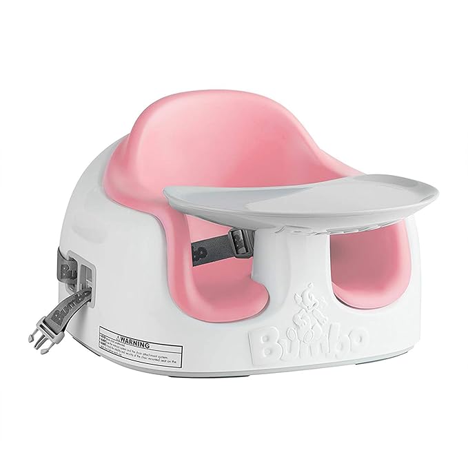 Bumbo 2 Pack 3-in-1 Multi-Seat for 6 to 36 Months, Travel Baby Feeding and Play Floor Seat, All-in-One Portable Booster with Tray & Toddler High Chair, Cradle Pink