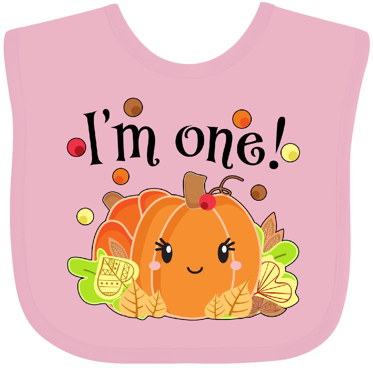 inktastic I'm One- Pumpkin Birthday Autumn Baby Bib Heather and White 331b5