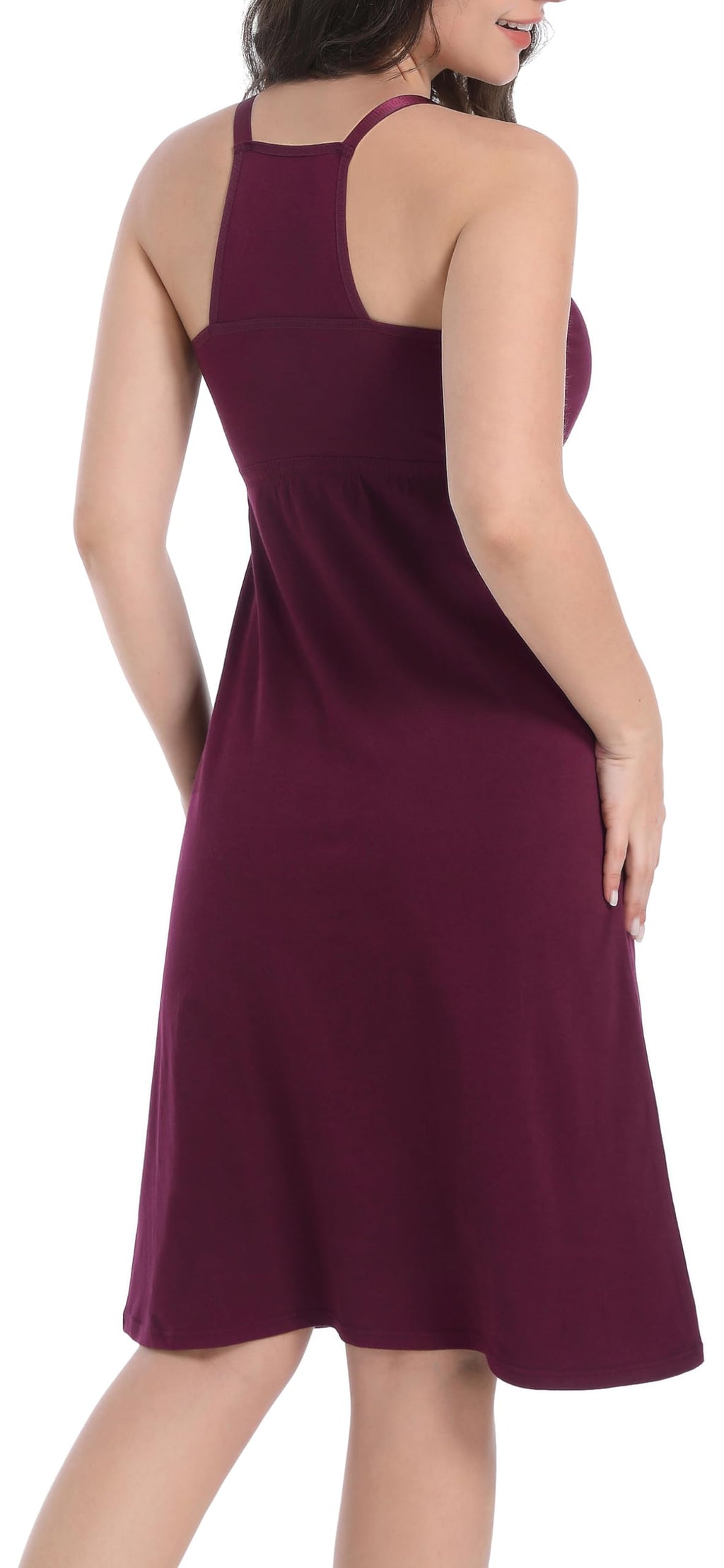 SUIEK 3-Pack Maternity Nursing Nightgown Breastfeeding Tank Tops Pregnancy Sleepwear (Medium)