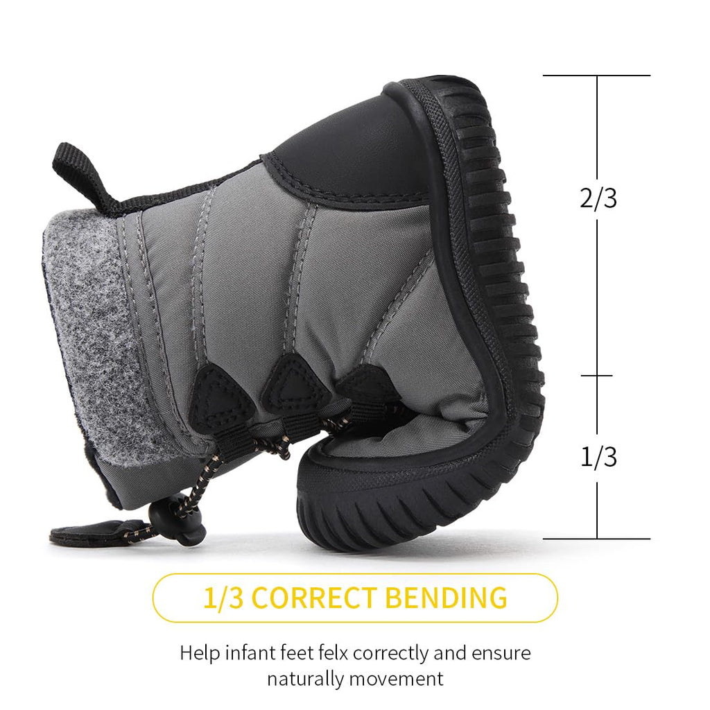 BMCiTYBM Baby Snow Winter Boots Boys Girls Infant Shoes Anti-Slip 6 9 12 18 24 Months Faux Fur Grey Size 6-12 Months Infant