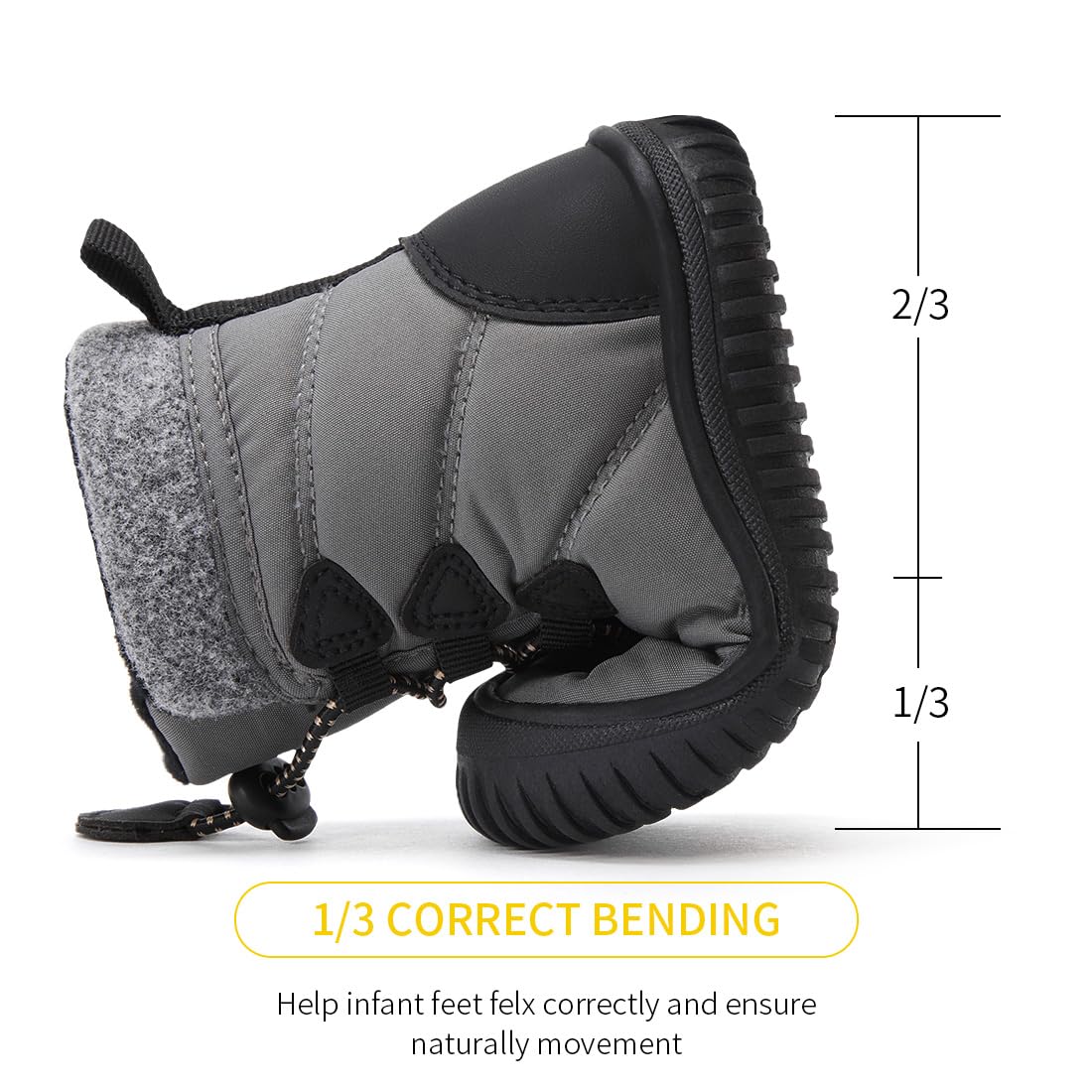 BMCiTYBM Baby Snow Winter Boots Boys Girls Infant Shoes Anti-Slip 6 9 12 18 24 Months Faux Fur Grey Size 6-12 Months Infant