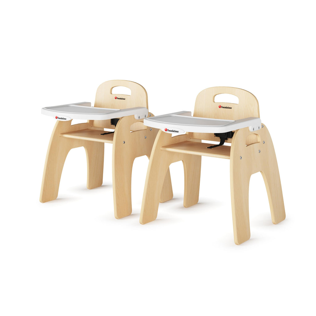 Foundations Easy Serve Low 9" Wood Feeding Chairs Highchairs, 2 Pack