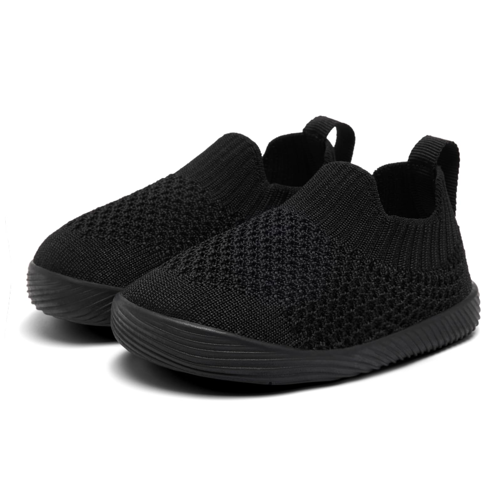 MORENDL Toddler Shoes Baby Walking Sock Shoes Non-Slip Breathable Boys & Girls Sneakers Infant Tennis Shoes All Black