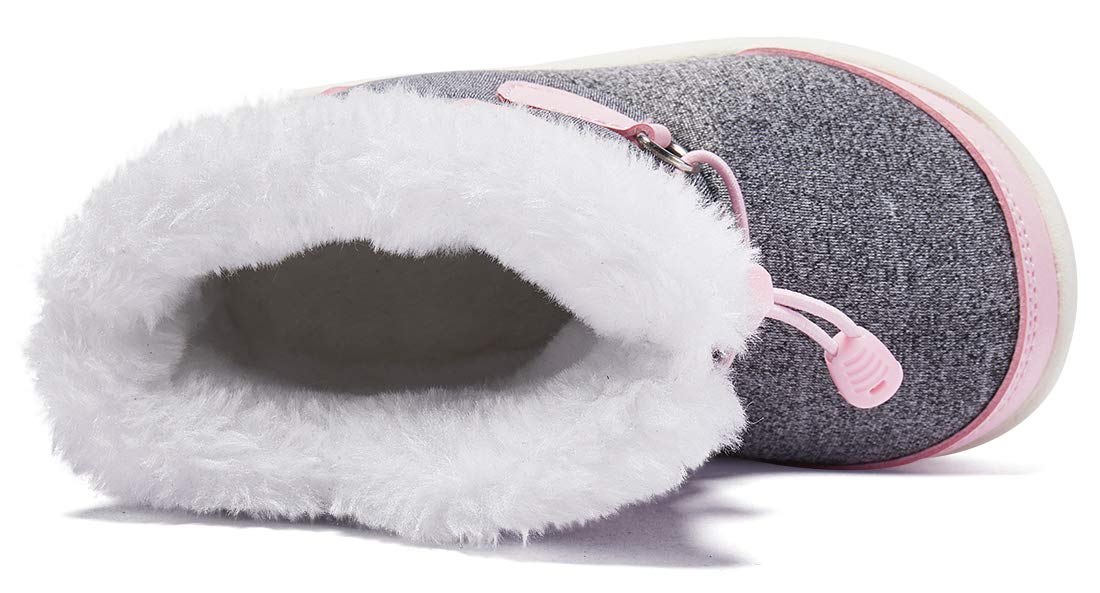 BMCiTYBM Baby Snow Boots Boys Girls Winter Infant Shoes Anti-Slip 6 9 12 18 24 Months Faux Fur Pink Size 12-18 Months Toddler