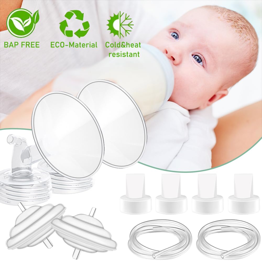 31mm Flange Pump Parts Compatible Spectra S1 S2 9 Breast Pumps Replacement,Full Set Replacements Include Flange Backflow Protector Membrane Duckbill Valve Tube,Not Original Accessories